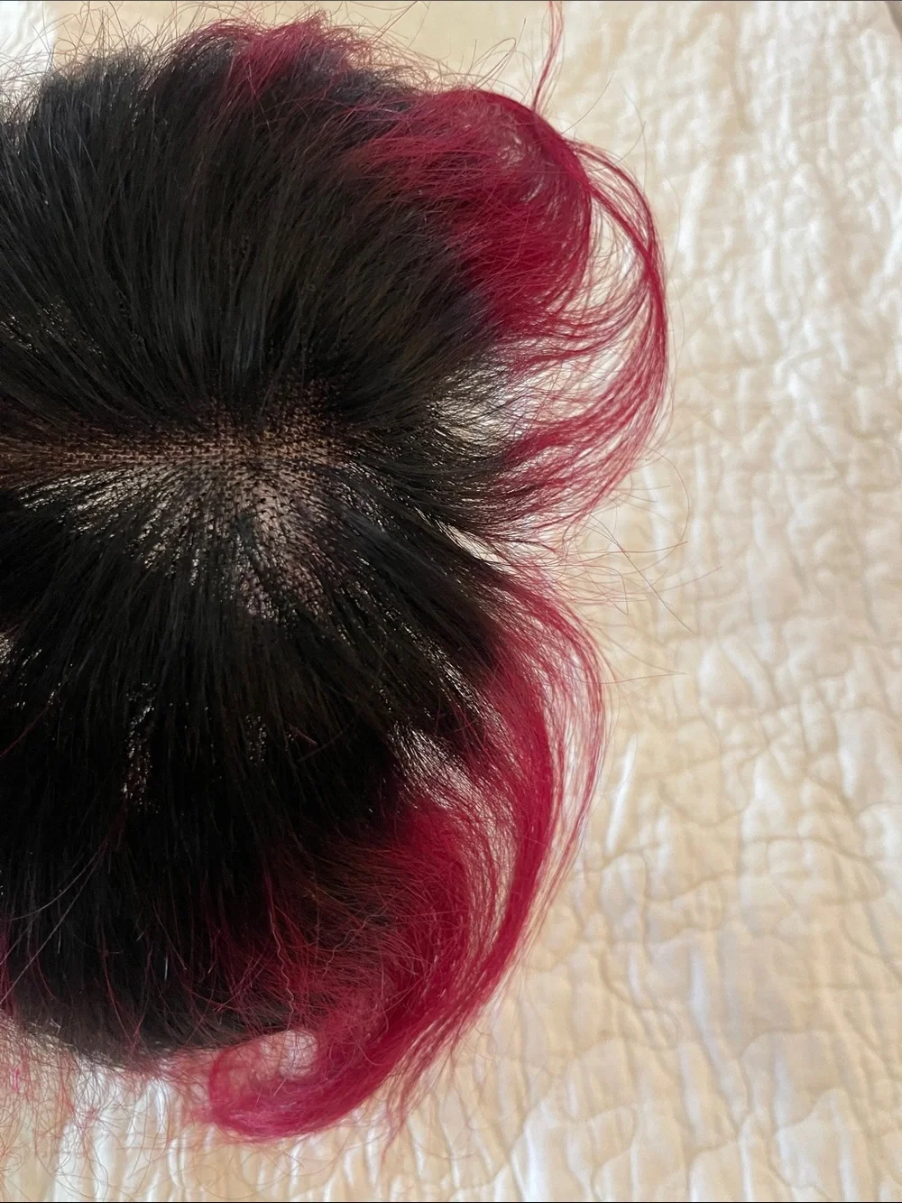Black to Burgundy ombré Clip-In Fringe Bangs Hairpiece 13x6 .
